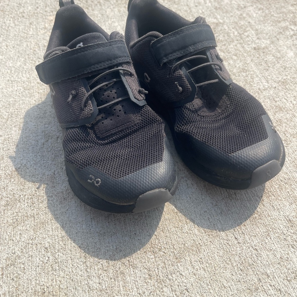 Kids Black Mesh Sneakers with Hook-and-Loop Strap
